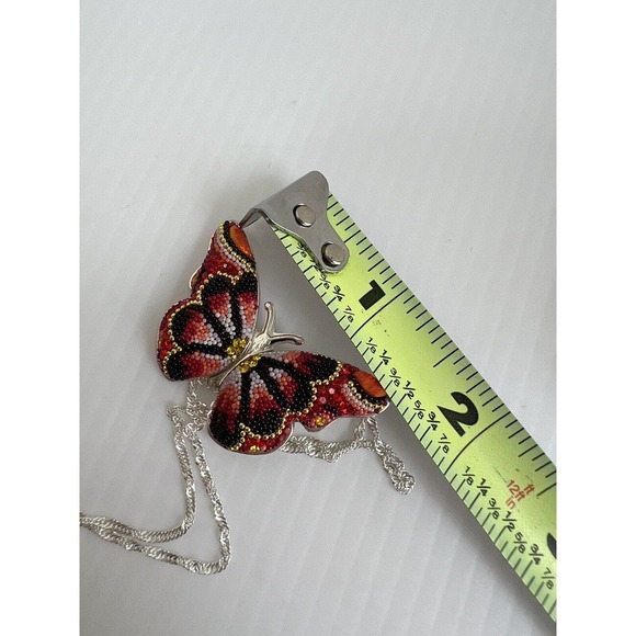 Multicolor Butterfly Necklace 20” and Earrings 925 Sterling Silver And Crystals - Picture 8 of 8